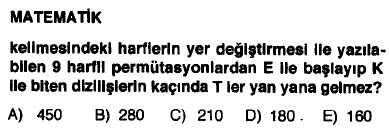 Permütasyon-Kombinasyon Testi