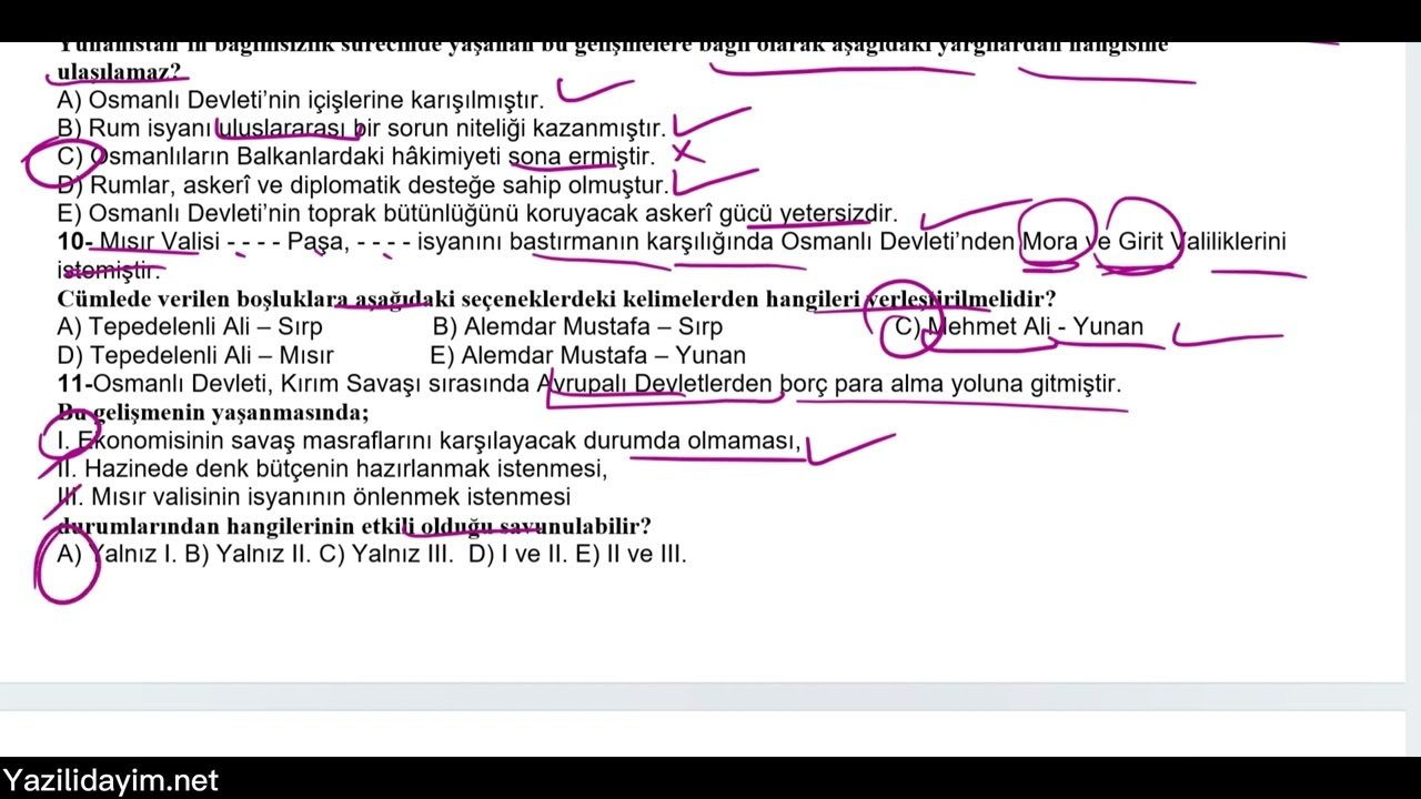 11. Sınıf Tarih 2. Dönem 1. Yazılı Soruları (Video) – Eğitim Sayfam