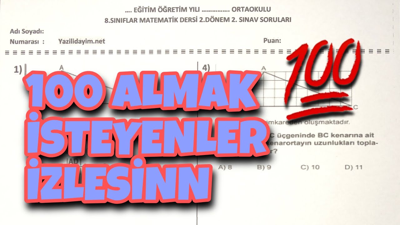 8. Sınıf Matematik 2. Dönem 2. Yazılı Soruları (Video) – Eğitim Sayfam