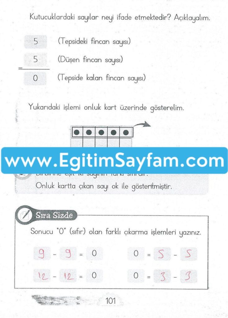 1. Sınıf MHG Yayınları Matematik Ders Kitabı Sayfa 101 Cevabı