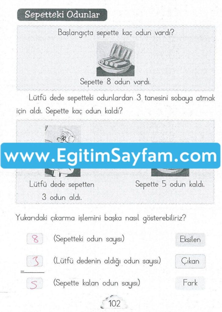 1. Sınıf MHG Yayınları Matematik Ders Kitabı Sayfa 102 Cevabı