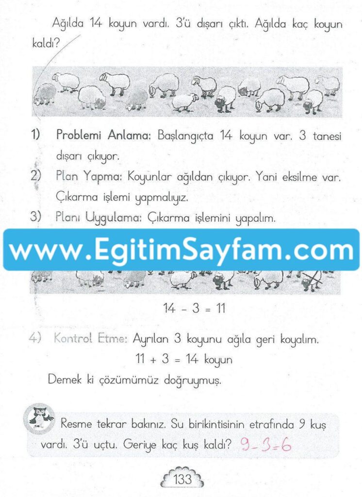 1. Sınıf MHG Yayınları Matematik Ders Kitabı Sayfa 133 Cevabı