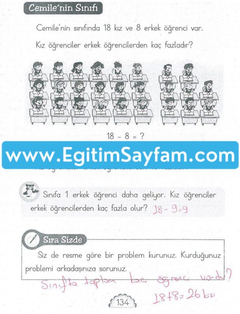 1. Sınıf MHG Yayınları Matematik Ders Kitabı Sayfa 134 Cevabı