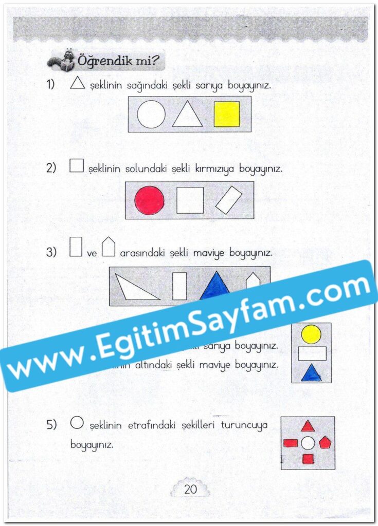 1. Sınıf MHG Yayınları Matematik Ders Kitabı Sayfa 20 Cevabı