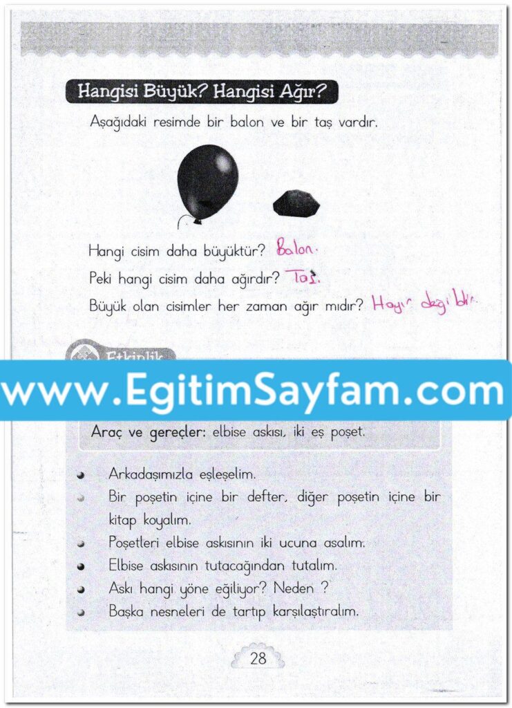 1. Sınıf MHG Yayınları Matematik Ders Kitabı Sayfa 28 Cevabı