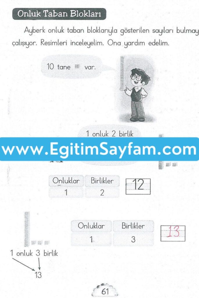 1. Sınıf MHG Yayınları Matematik Ders Kitabı Sayfa 61 Cevabı