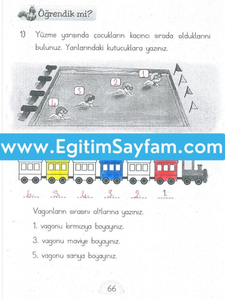 1. Sınıf MHG Yayınları Matematik Ders Kitabı Sayfa 66 Cevabı