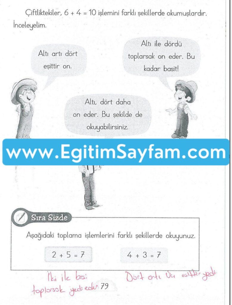 1. Sınıf MHG Yayınları Matematik Ders Kitabı Sayfa 79 Cevabı