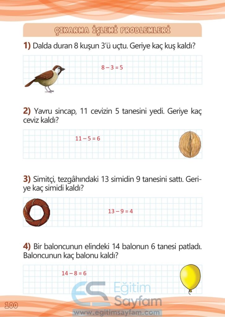 1. Sınıf Matematik Meb Yayınları Çalışma Kitabı Cevapları Sayfa 100