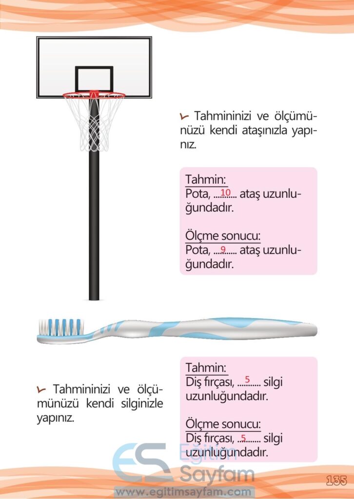 1. Sınıf Matematik Meb Yayınları Çalışma Kitabı Cevapları Sayfa 135