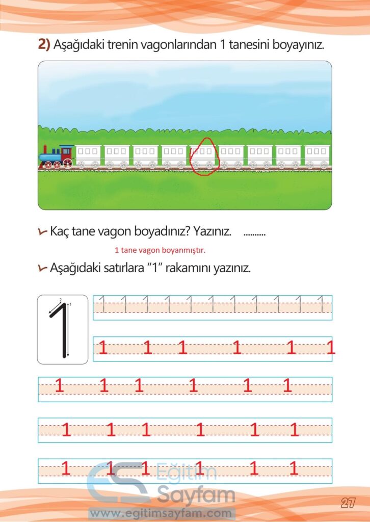 1. Sınıf Matematik Meb Yayınları Çalışma Kitabı Cevapları Sayfa 27