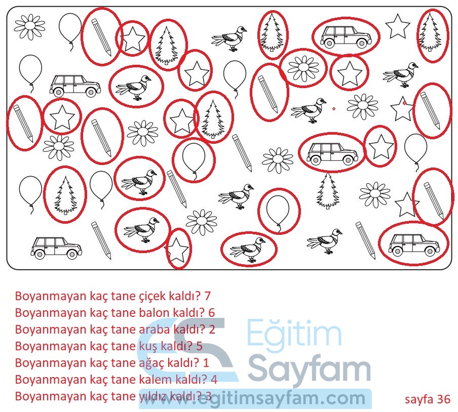 1. Sınıf Matematik Meb Yayınları Çalışma Kitabı Cevapları Sayfa 36