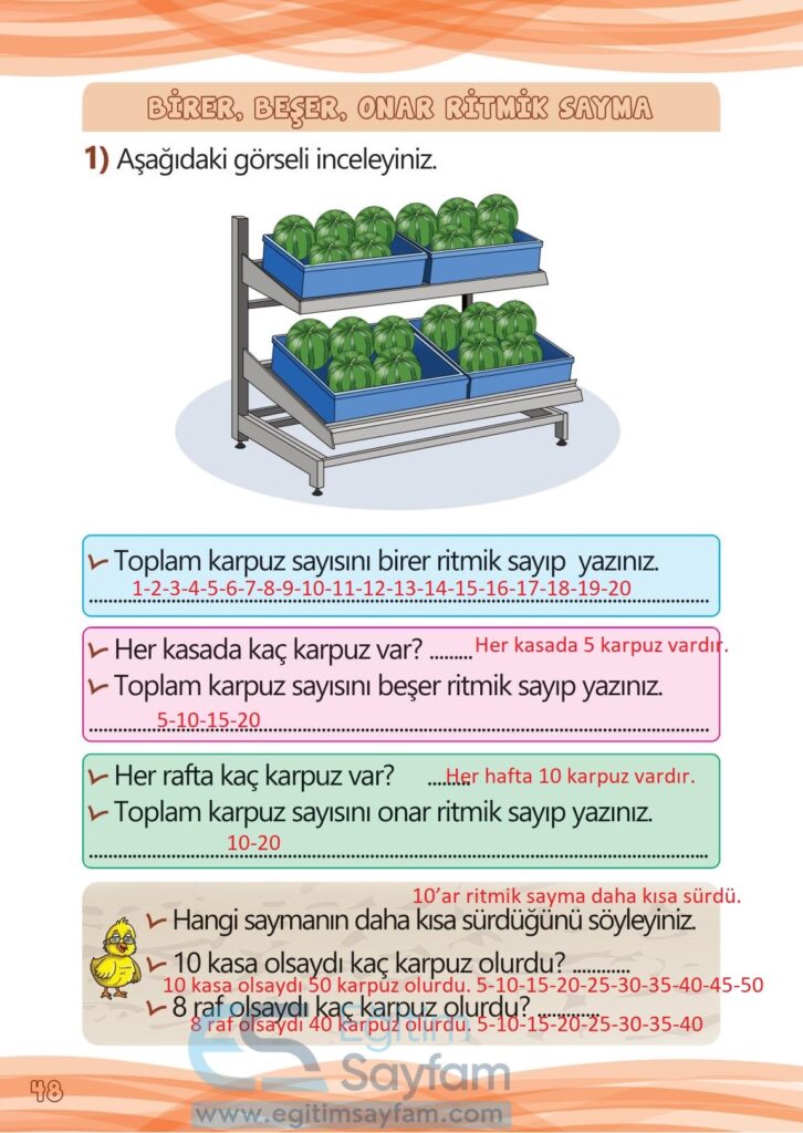 1. Sınıf Matematik Meb Yayınları Çalışma Kitabı Cevapları Sayfa 48