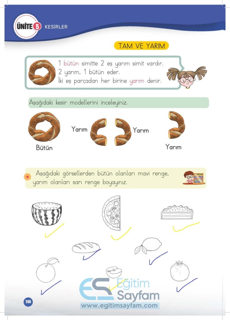 1. Sınıf Matematik Çalışma Kitabı Cevapları Meb Yayınları Sayfa 106