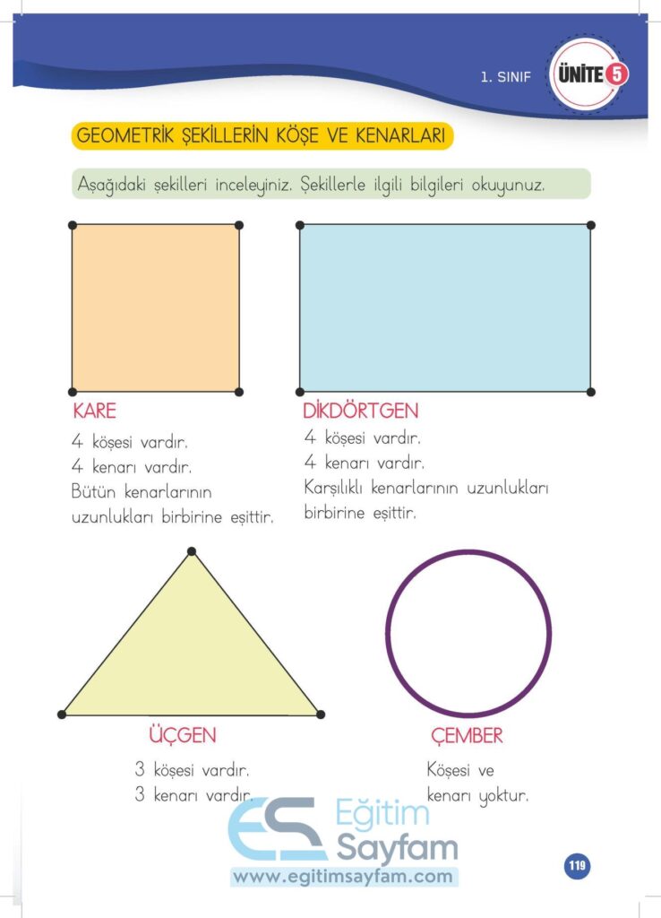 1. Sınıf Matematik Çalışma Kitabı Cevapları Meb Yayınları Sayfa 119