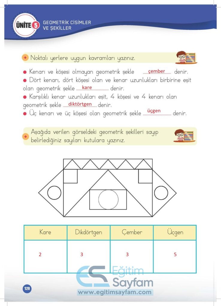 1. Sınıf Matematik Çalışma Kitabı Cevapları Meb Yayınları Sayfa 120