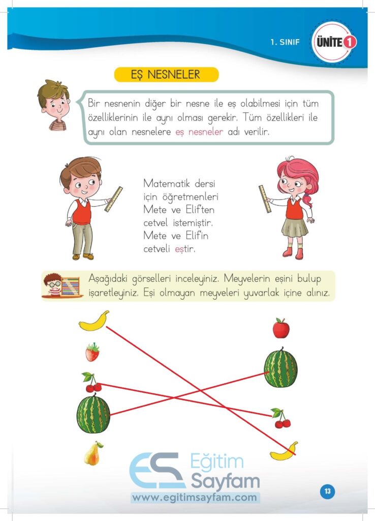 1. Sınıf Matematik Çalışma Kitabı Cevapları Meb Yayınları Sayfa 13