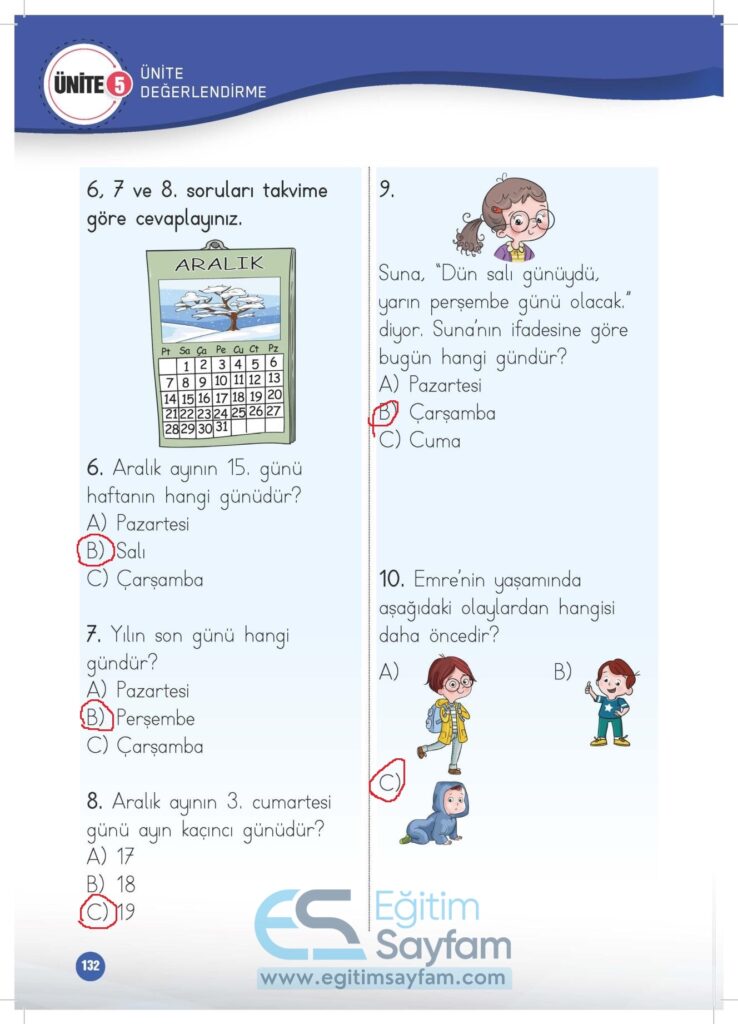 1. Sınıf Matematik Çalışma Kitabı Cevapları Meb Yayınları Sayfa 132