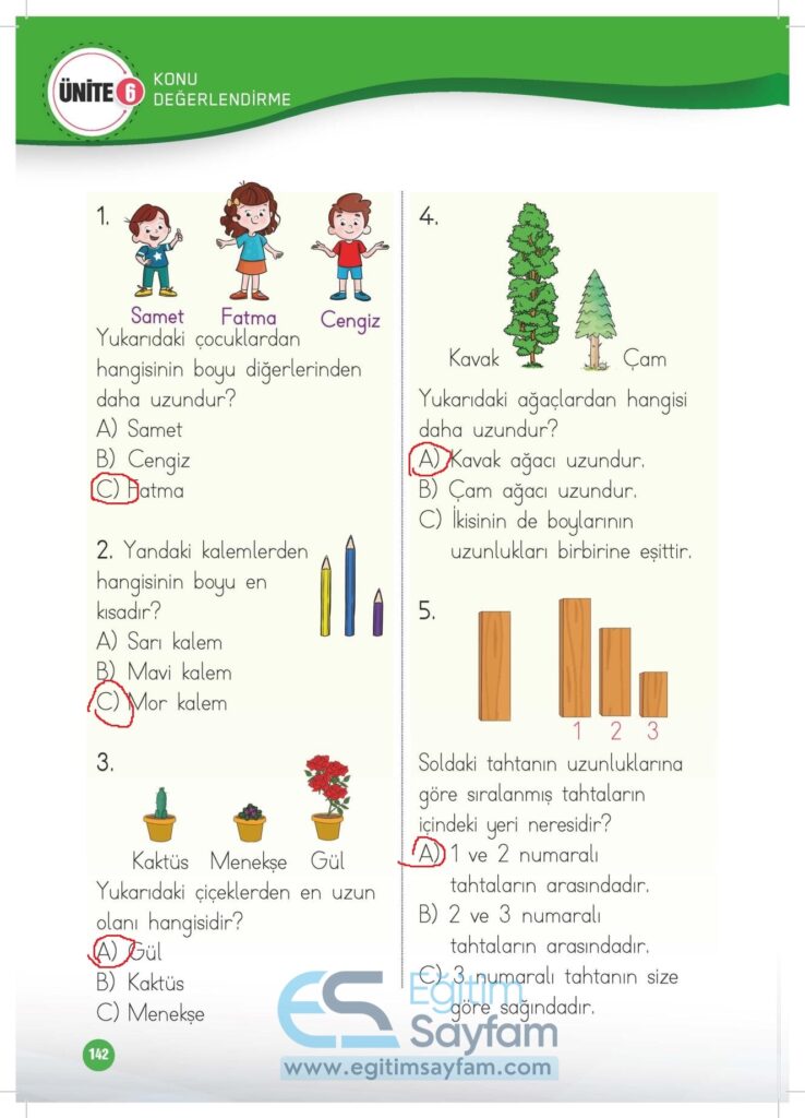 1. Sınıf Matematik Çalışma Kitabı Cevapları Meb Yayınları Sayfa 142