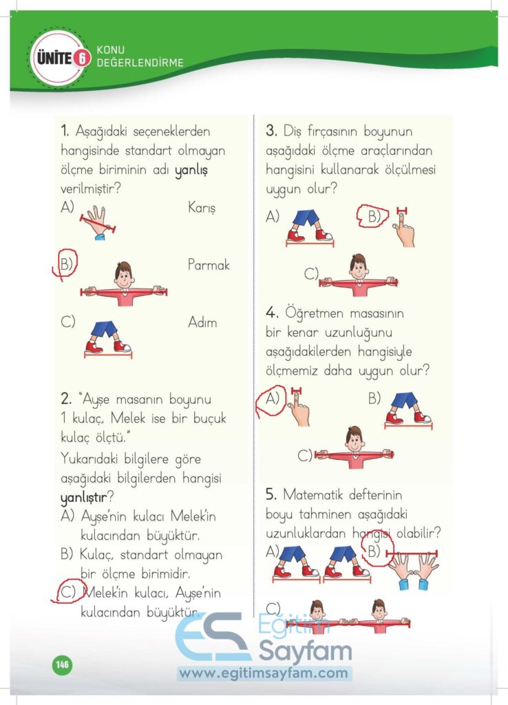 1. Sınıf Matematik Çalışma Kitabı Cevapları Meb Yayınları Sayfa 146