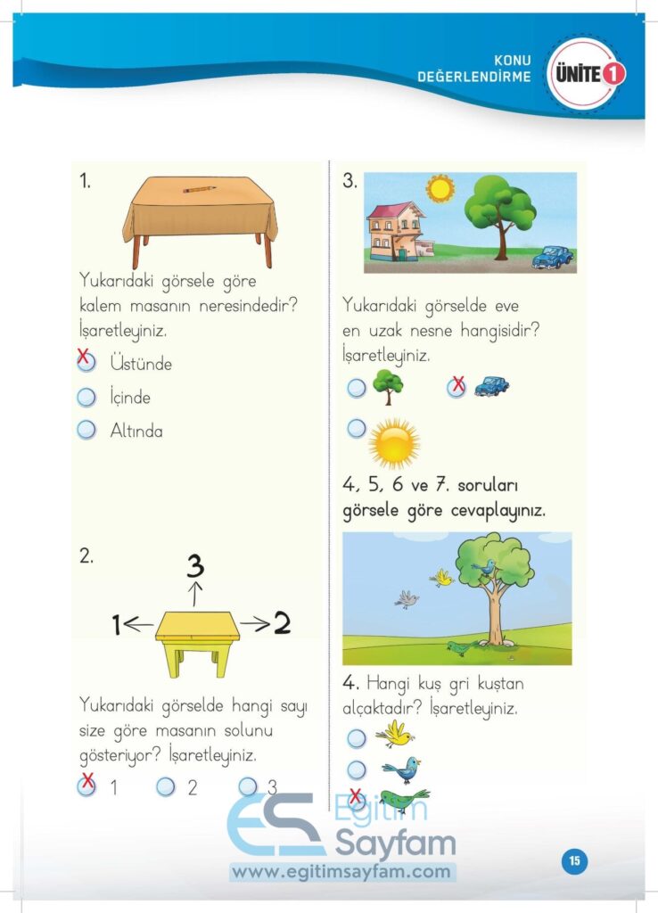 1. Sınıf Matematik Çalışma Kitabı Cevapları Meb Yayınları Sayfa 15