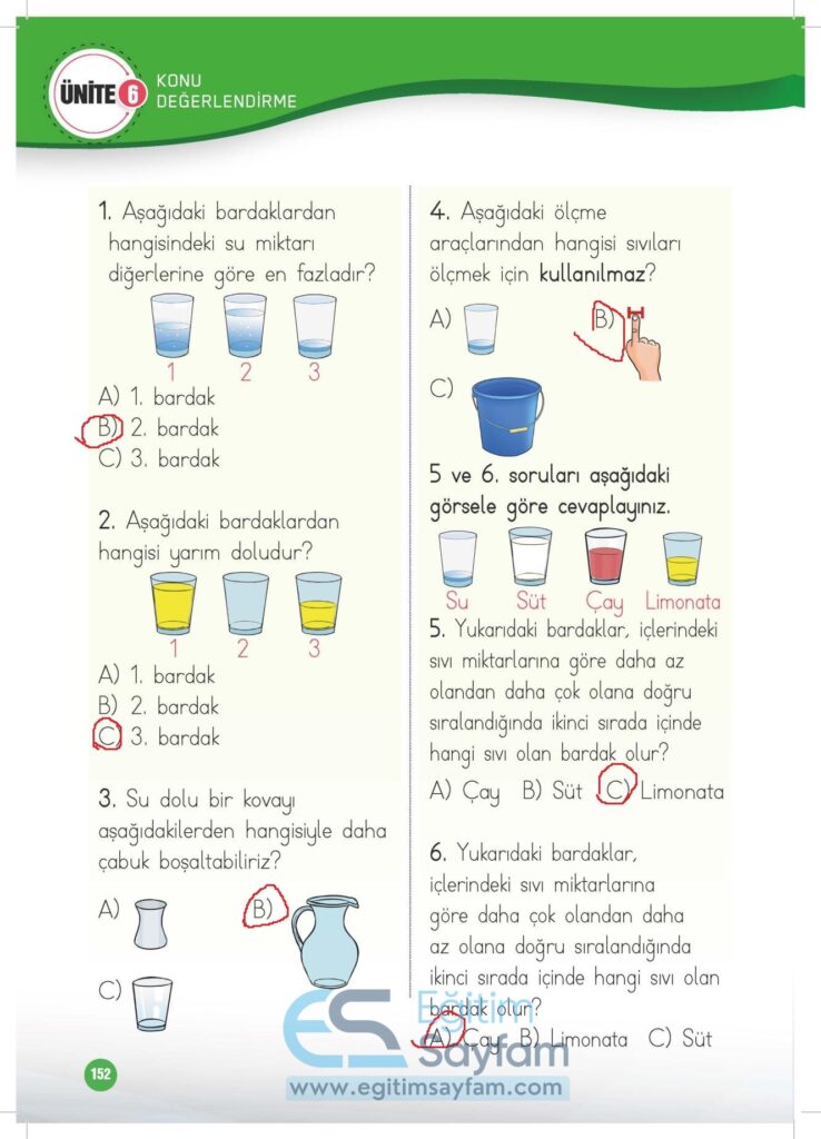 1. Sınıf Matematik Çalışma Kitabı Cevapları Meb Yayınları Sayfa 152