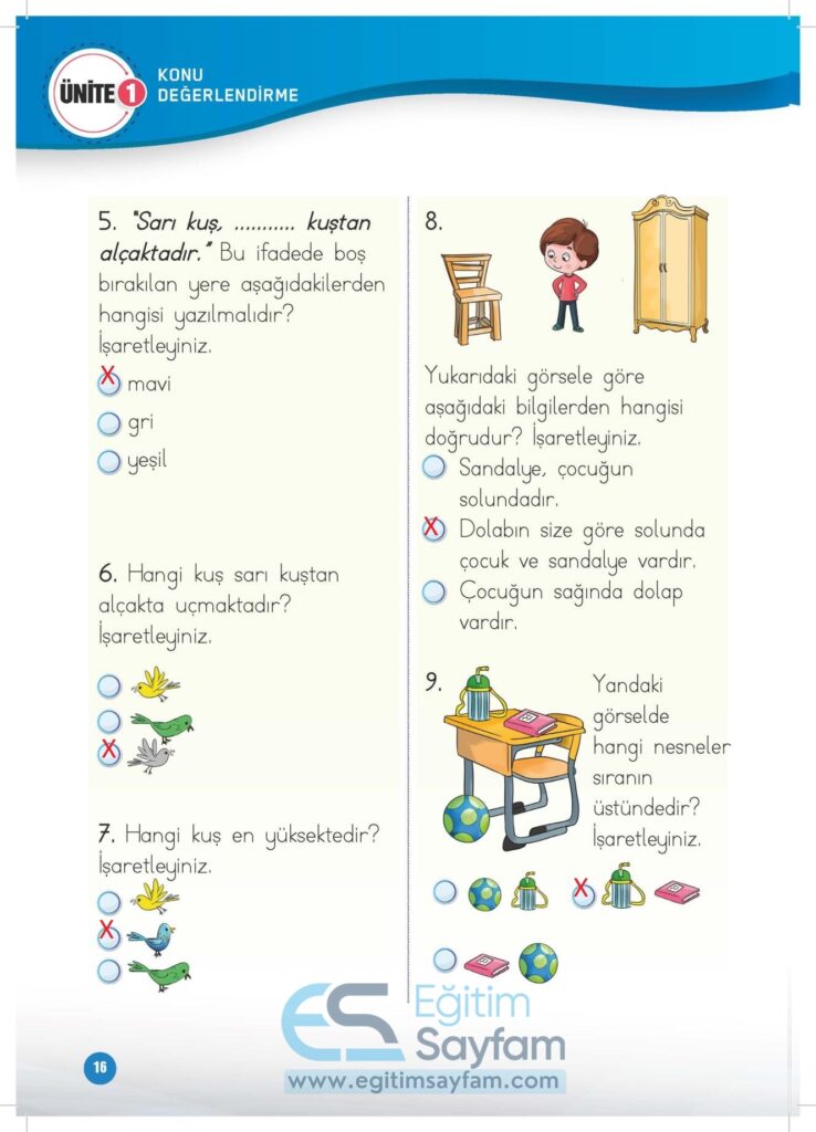 1. Sınıf Matematik Çalışma Kitabı Cevapları Meb Yayınları Sayfa 16