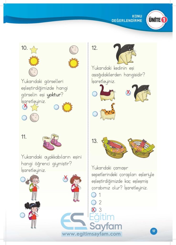 1. Sınıf Matematik Çalışma Kitabı Cevapları Meb Yayınları Sayfa 17