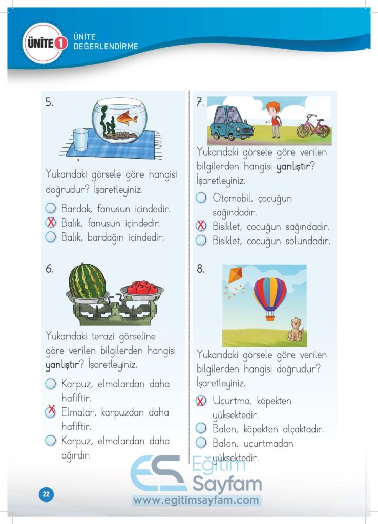 1. Sınıf Matematik Çalışma Kitabı Cevapları Meb Yayınları Sayfa 22