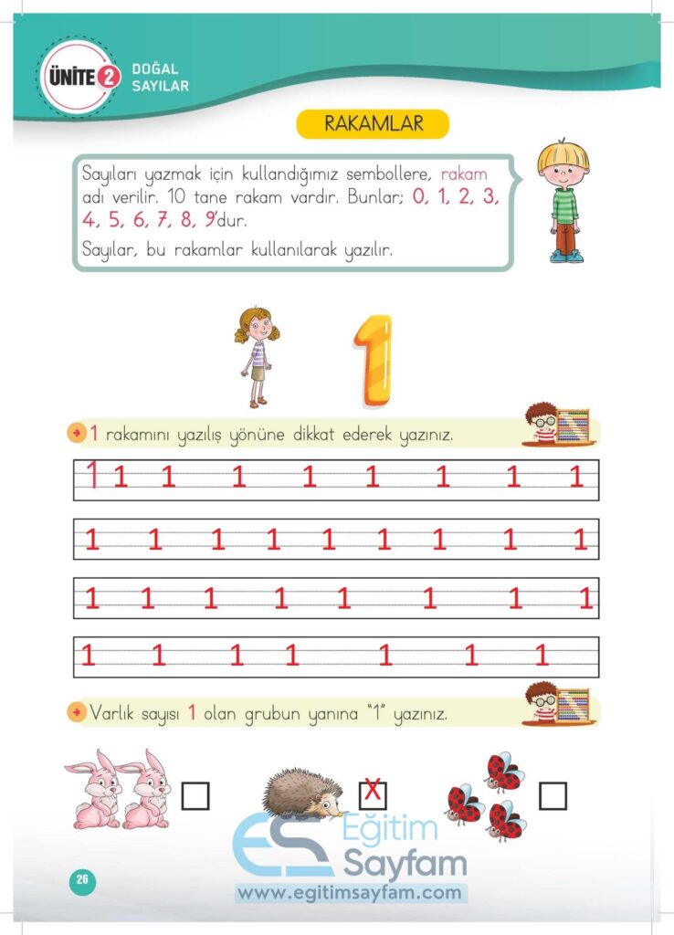 1. Sınıf Matematik Çalışma Kitabı Cevapları Meb Yayınları Sayfa 26