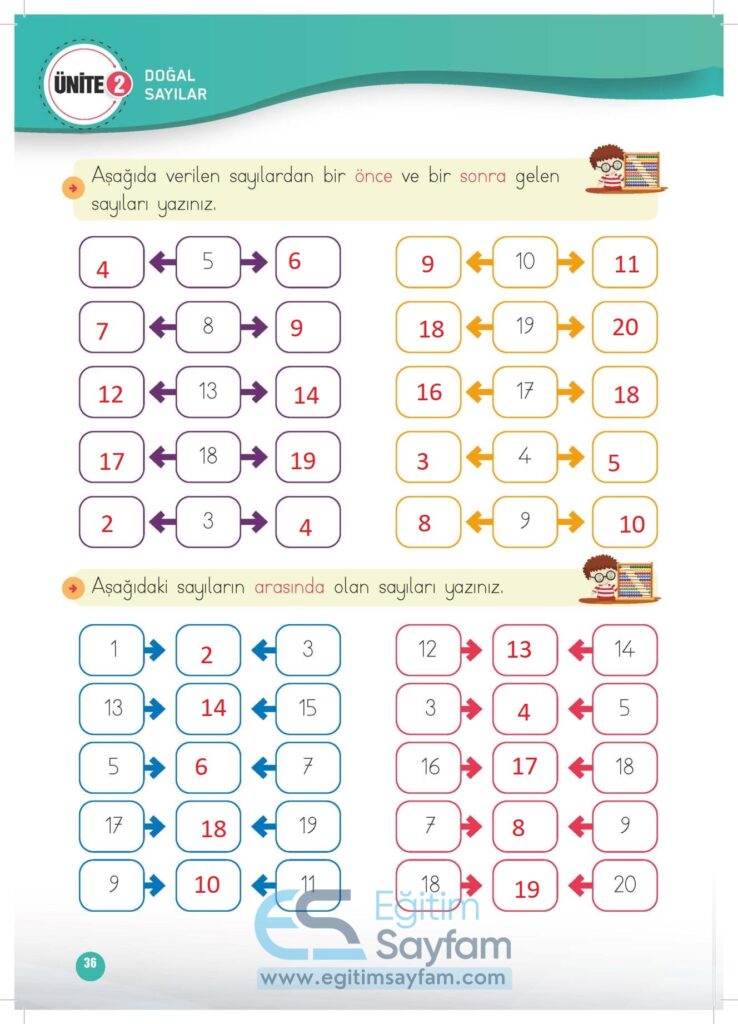 1. Sınıf Matematik Çalışma Kitabı Cevapları Meb Yayınları Sayfa 36