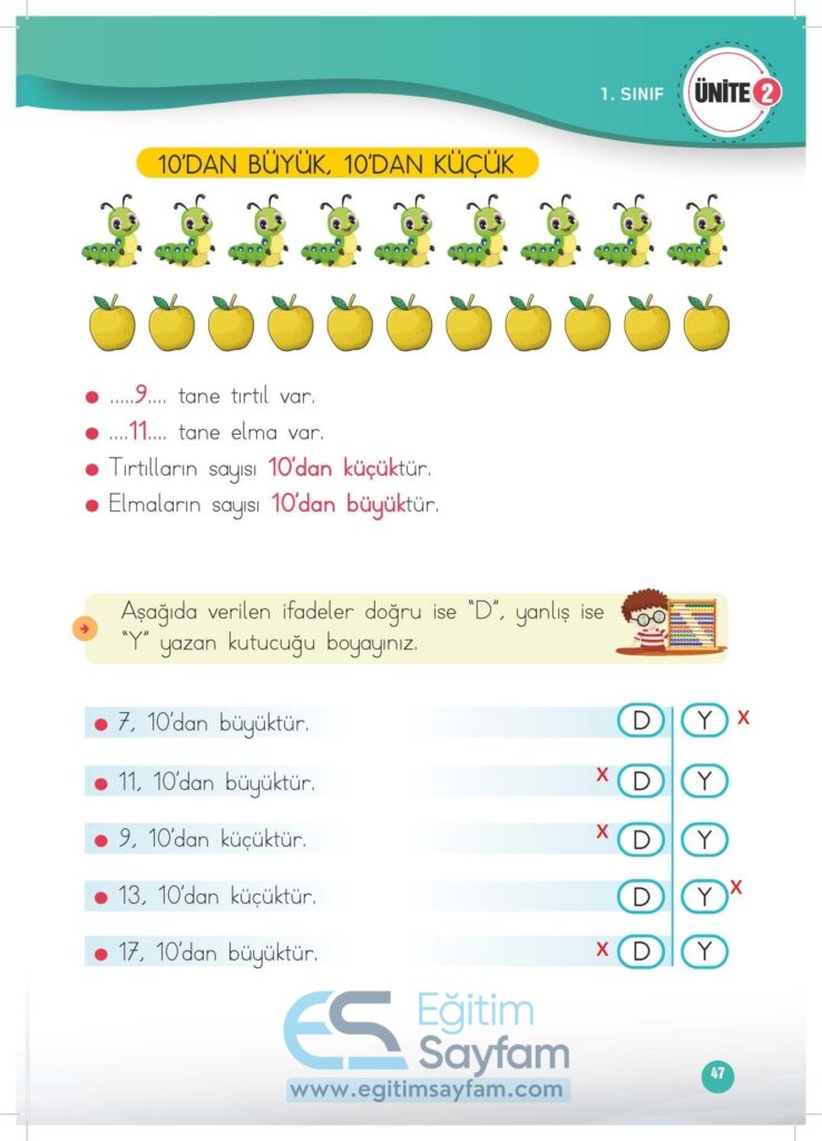 1. Sınıf Matematik Çalışma Kitabı Cevapları Meb Yayınları Sayfa 47