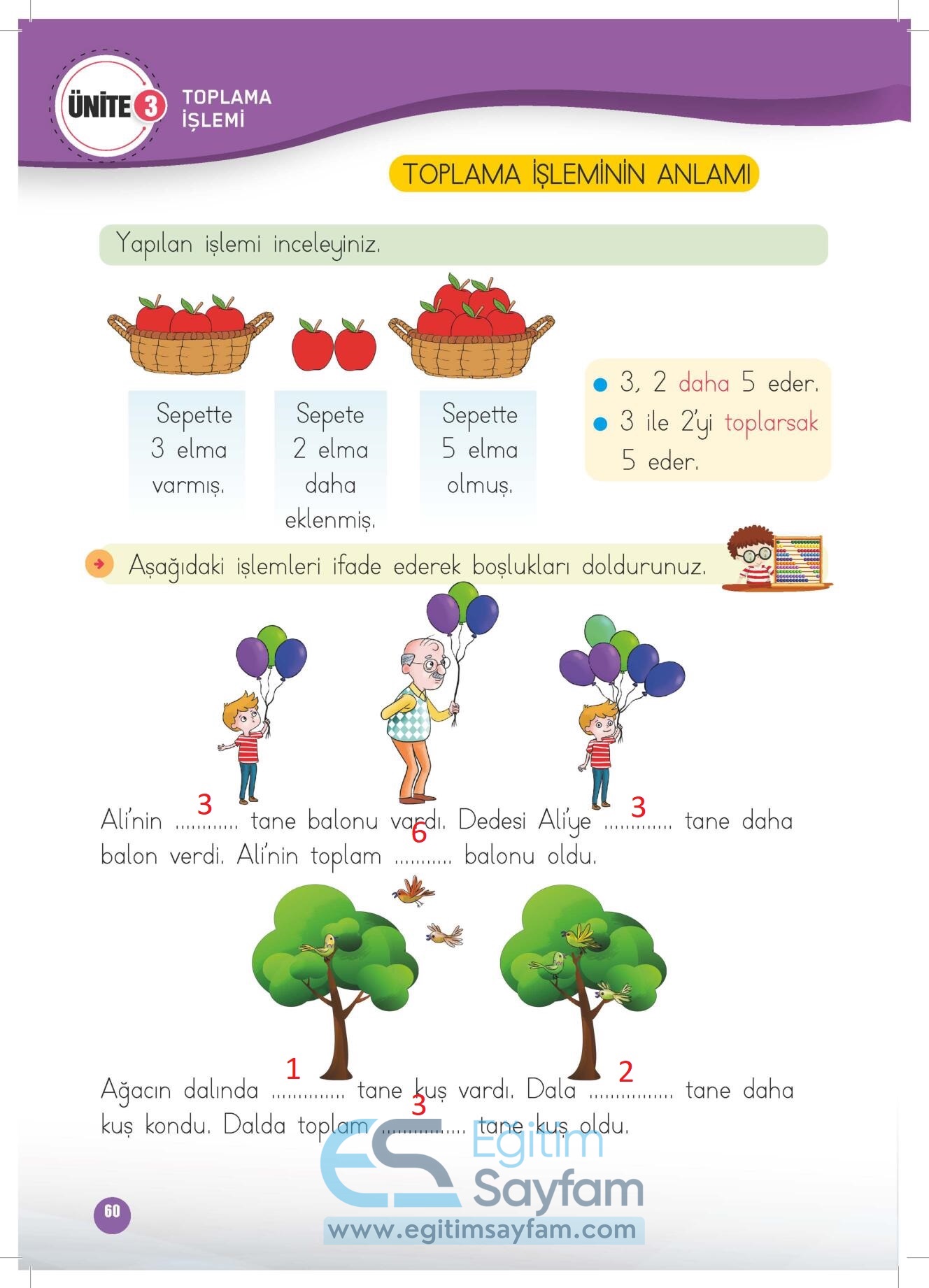 1. Sınıf Matematik Çalışma Kitabı Cevapları Meb Yayınları Sayfa 60 ...