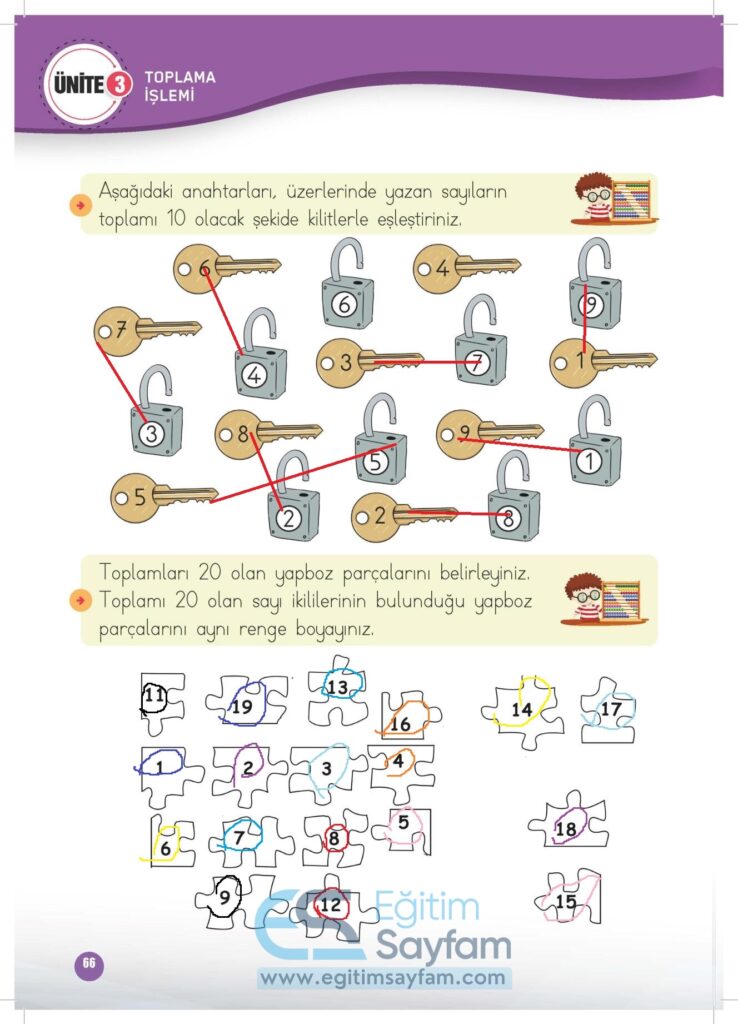 1. Sınıf Matematik Çalışma Kitabı Cevapları Meb Yayınları Sayfa 66