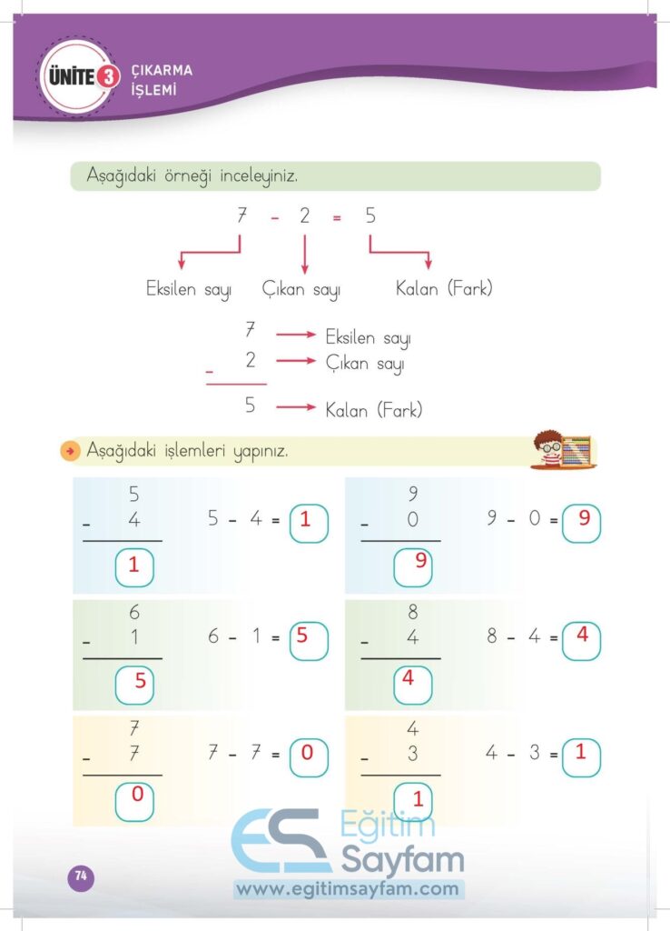 1. Sınıf Matematik Çalışma Kitabı Cevapları Meb Yayınları Sayfa 74