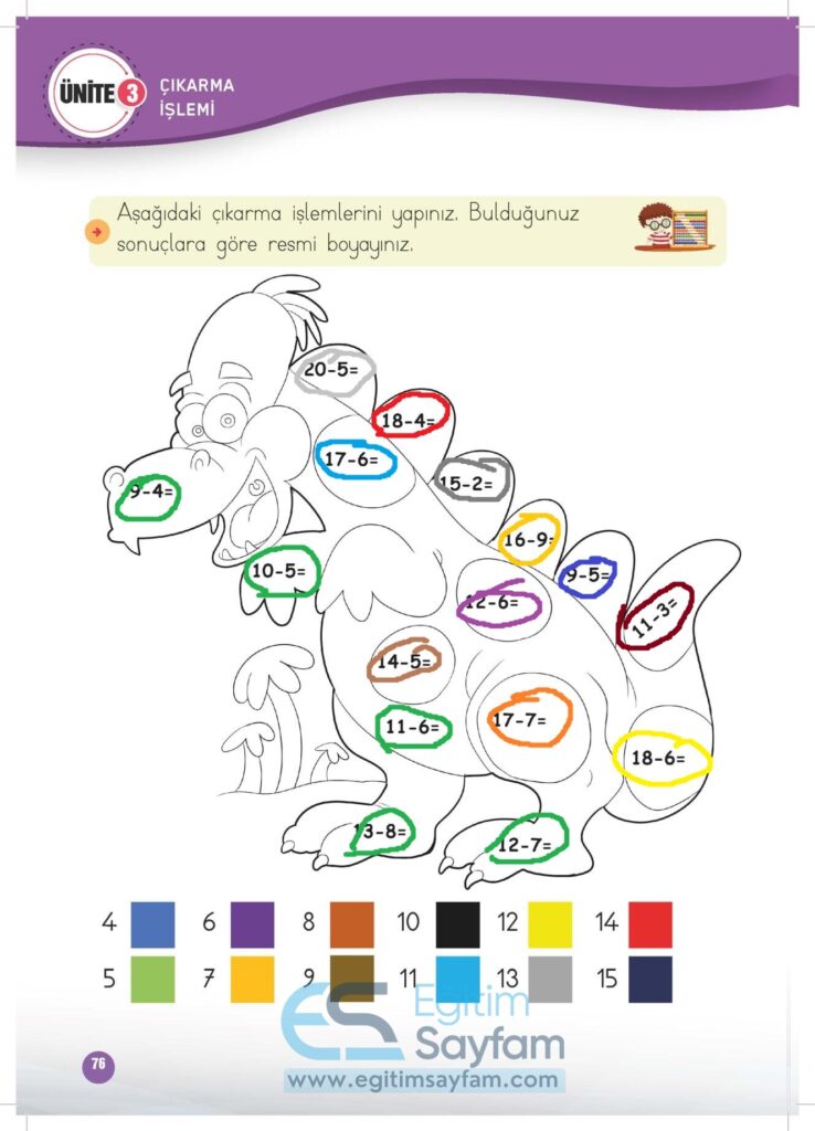 1. Sınıf Matematik Çalışma Kitabı Cevapları Meb Yayınları Sayfa 76