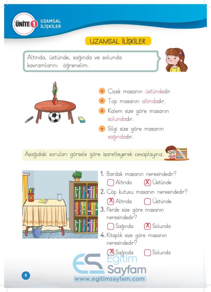 1. Sınıf Matematik Çalışma Kitabı Cevapları Meb Yayınları Sayfa 8