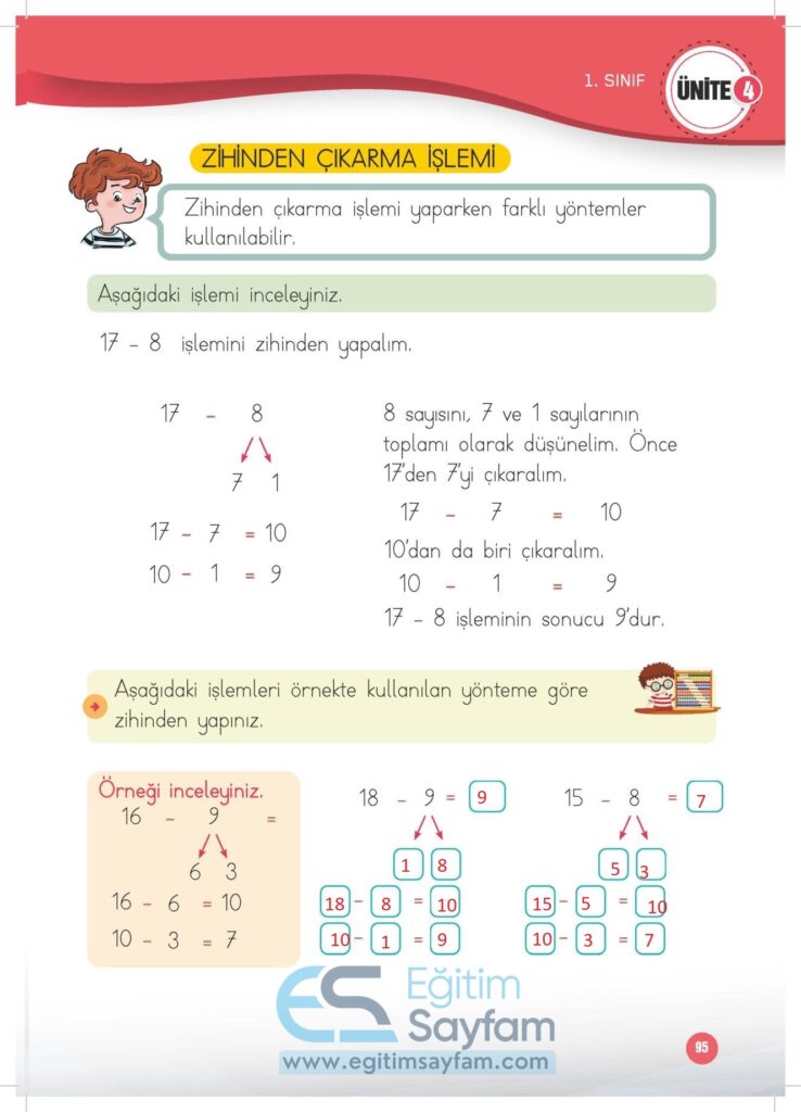 1. Sınıf Matematik Çalışma Kitabı Cevapları Meb Yayınları Sayfa 95