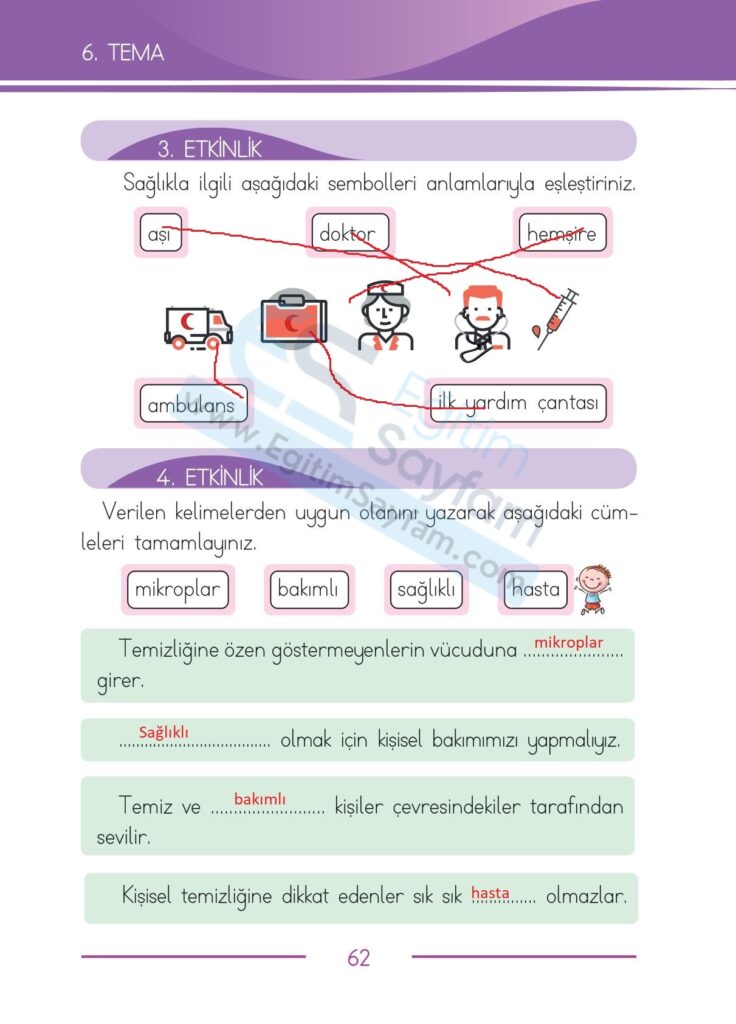 Sağlıkla ilgili aşağıdaki sembolleri anlamlarıyla eşleştiriniz.