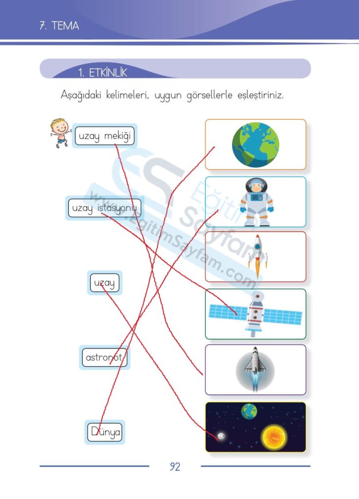 Aşağıdaki kelimeleri, uygun görsellerle eşleştiriniz.