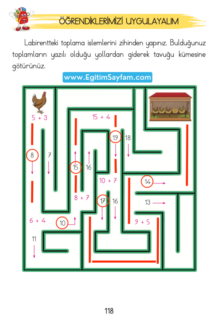 1. Sınıf Matematik Açılım Yayınları Ders Kitabı Cevapları Sayfa 118