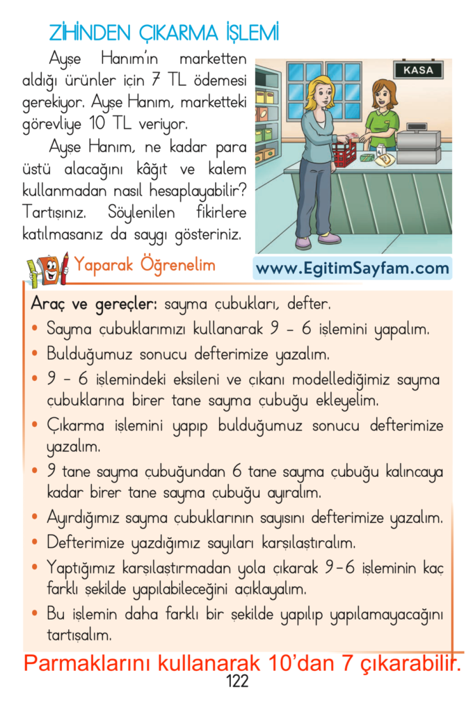 1. Sınıf Matematik Açılım Yayınları Ders Kitabı Cevapları Sayfa 122