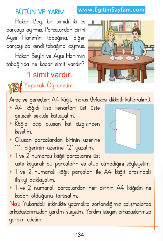 1. Sınıf Matematik Açılım Yayınları Ders Kitabı Cevapları Sayfa 134