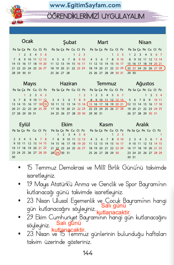 1. Sınıf Matematik Açılım Yayınları Ders Kitabı Cevapları Sayfa 144