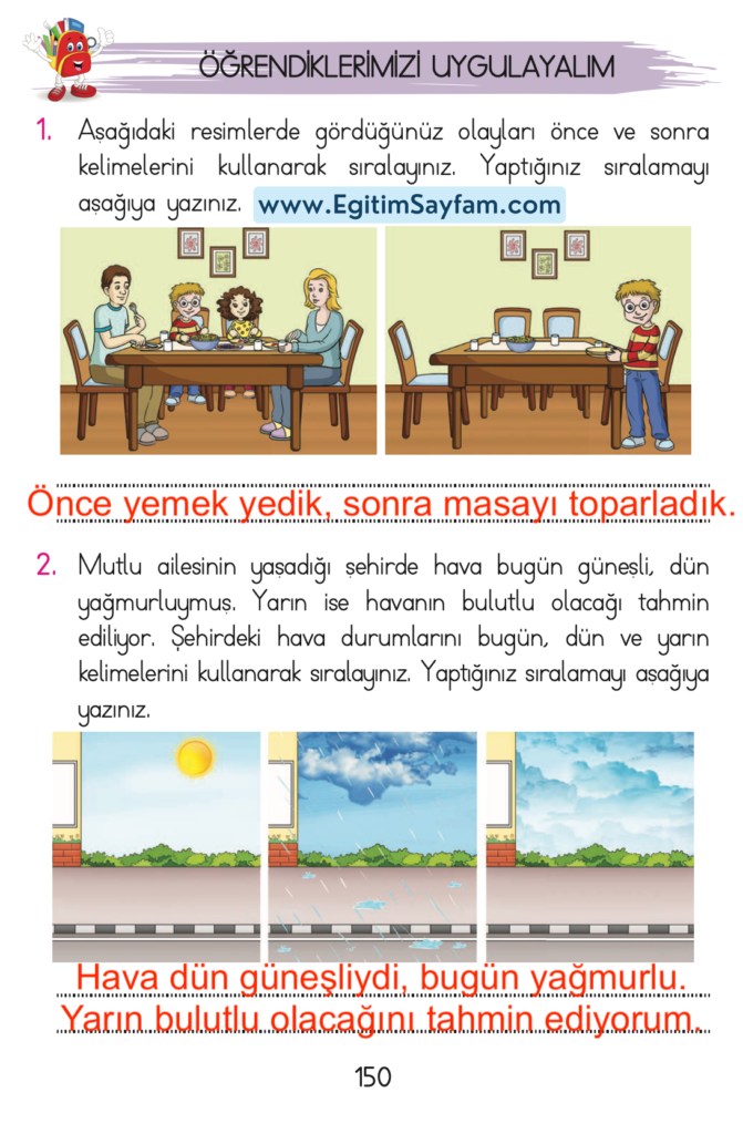 1. Sınıf Matematik Açılım Yayınları Ders Kitabı Cevapları Sayfa 150