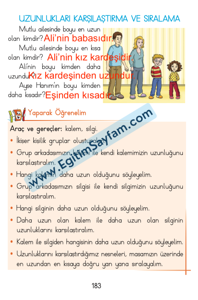 1. Sınıf Matematik Açılım Yayınları Ders Kitabı Cevapları Sayfa 183