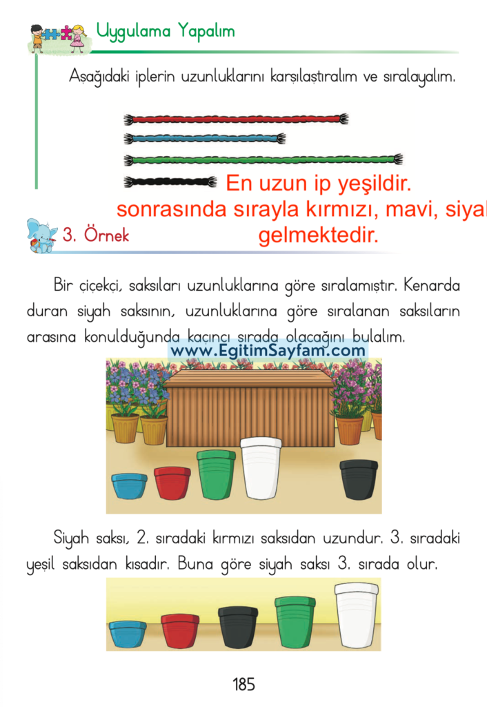 1. Sınıf Matematik Açılım Yayınları Ders Kitabı Cevapları Sayfa 185