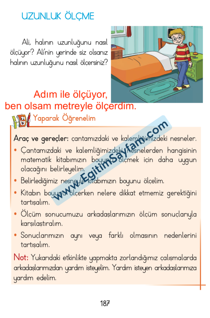 1. Sınıf Matematik Açılım Yayınları Ders Kitabı Cevapları Sayfa 187