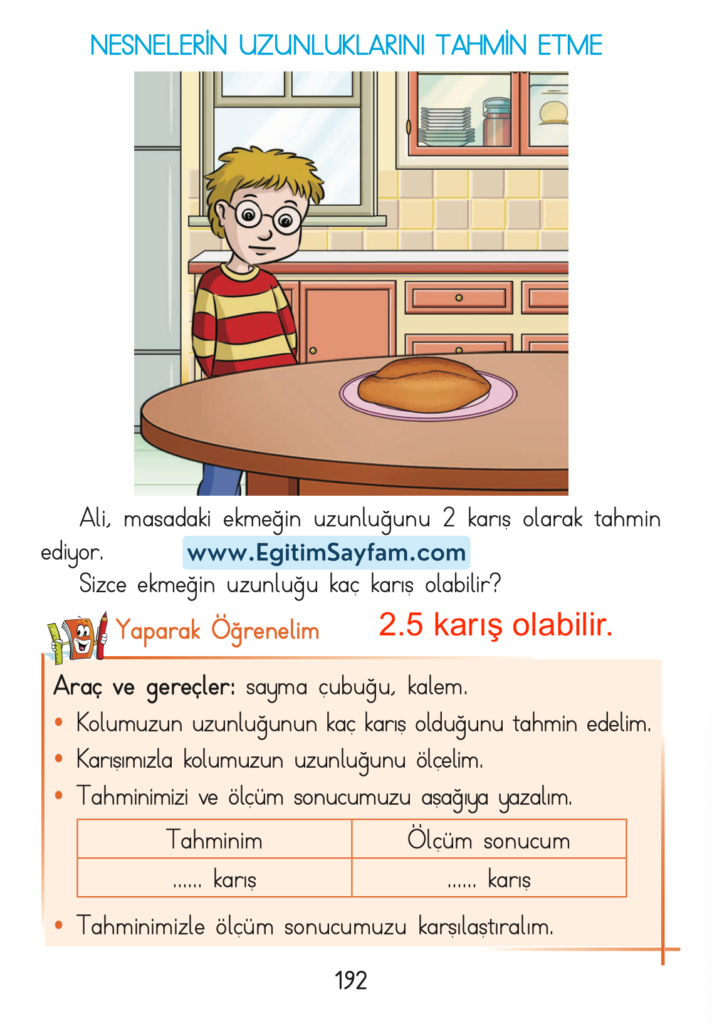 1. Sınıf Matematik Açılım Yayınları Ders Kitabı Cevapları Sayfa 192