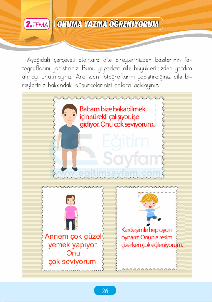 1. Sınıf Türkçe Çalışma Kitabı Cevapları Sayfa 26